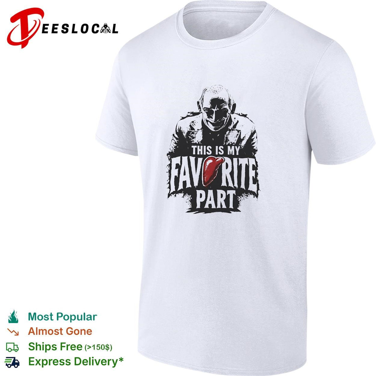 Masked slasher villain favorite part horror quote text shirt
