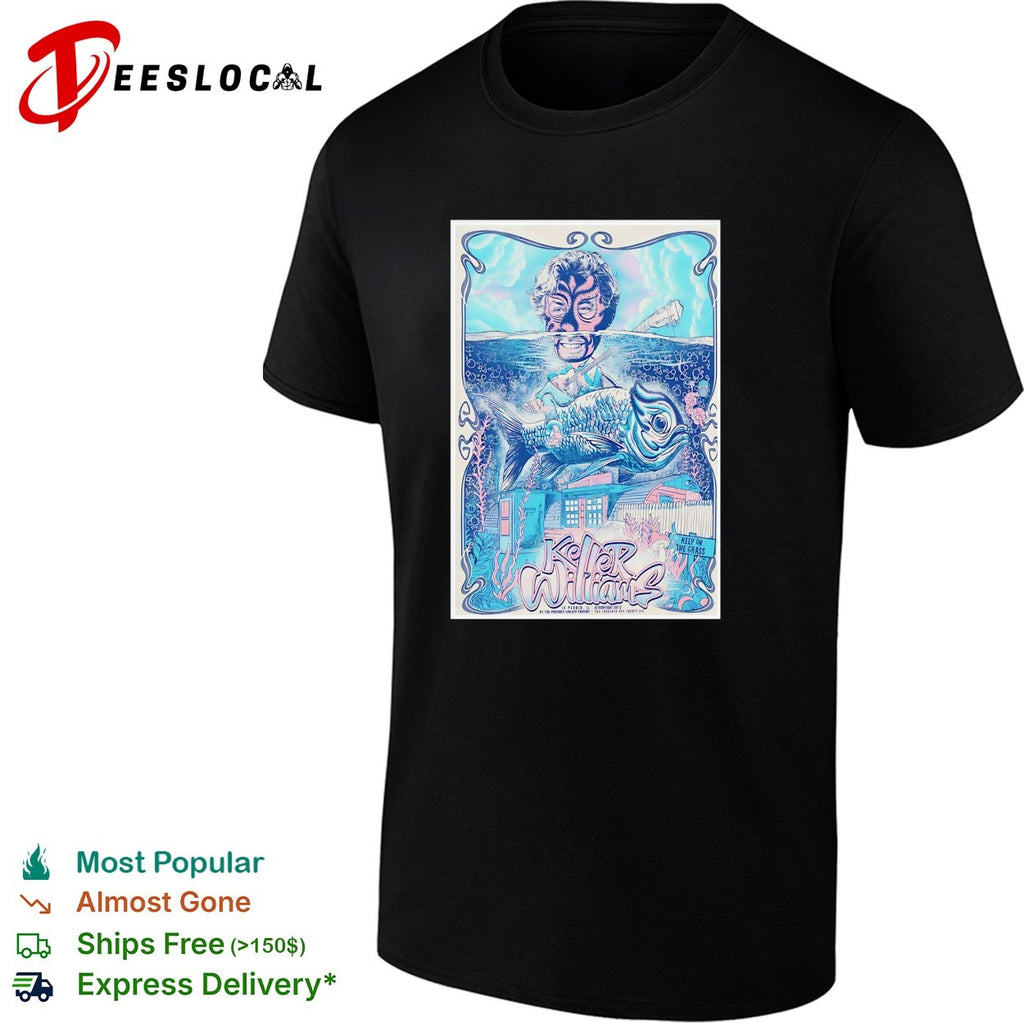 Masked underwater superhero giant fish city concert framed poster art shirt