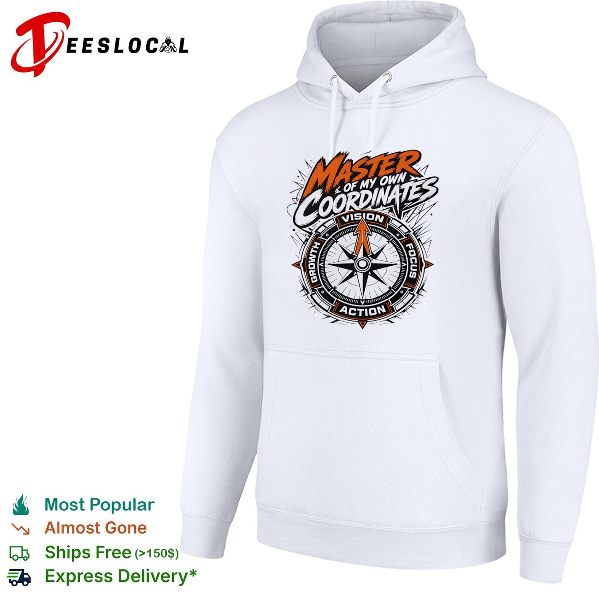 Master of my own coordinates vision focus action growth compass motivation shirt