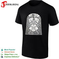 Mastodon band skulls and pyramid occult geometry symbol black and white ink shirt