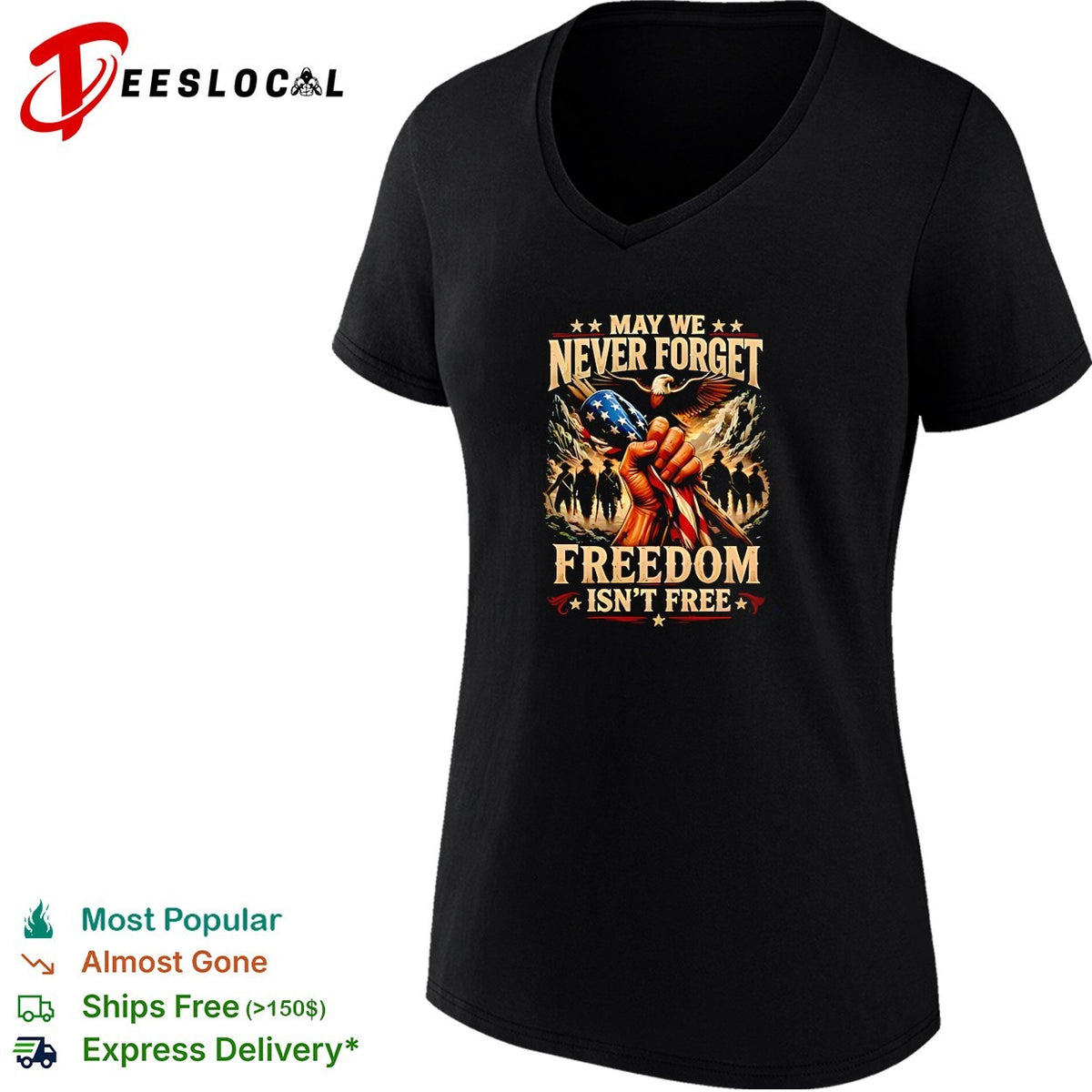 May We Never Forget Freedom Is Never Free Patriotic Veteran pride shirt