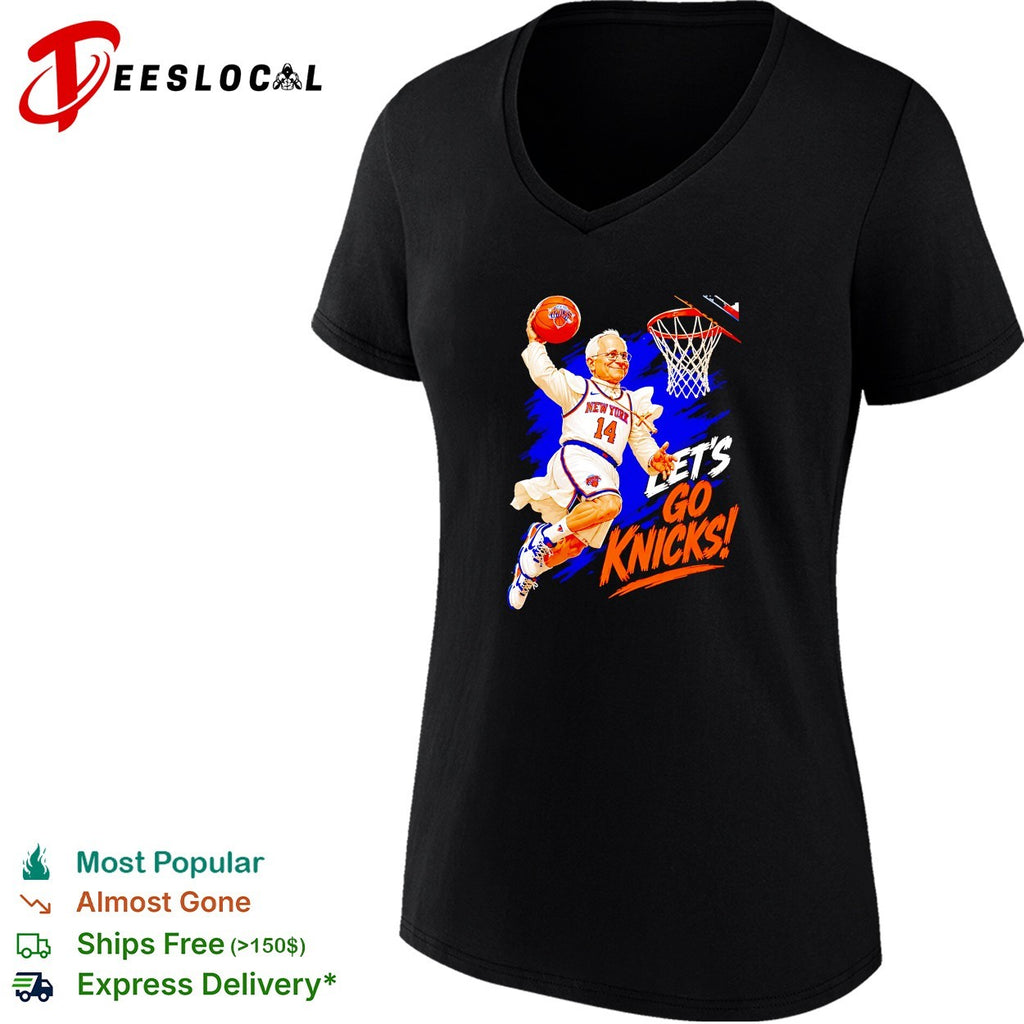 Mayor lets go Knicks number 14 dunk cartoon basketball shirt