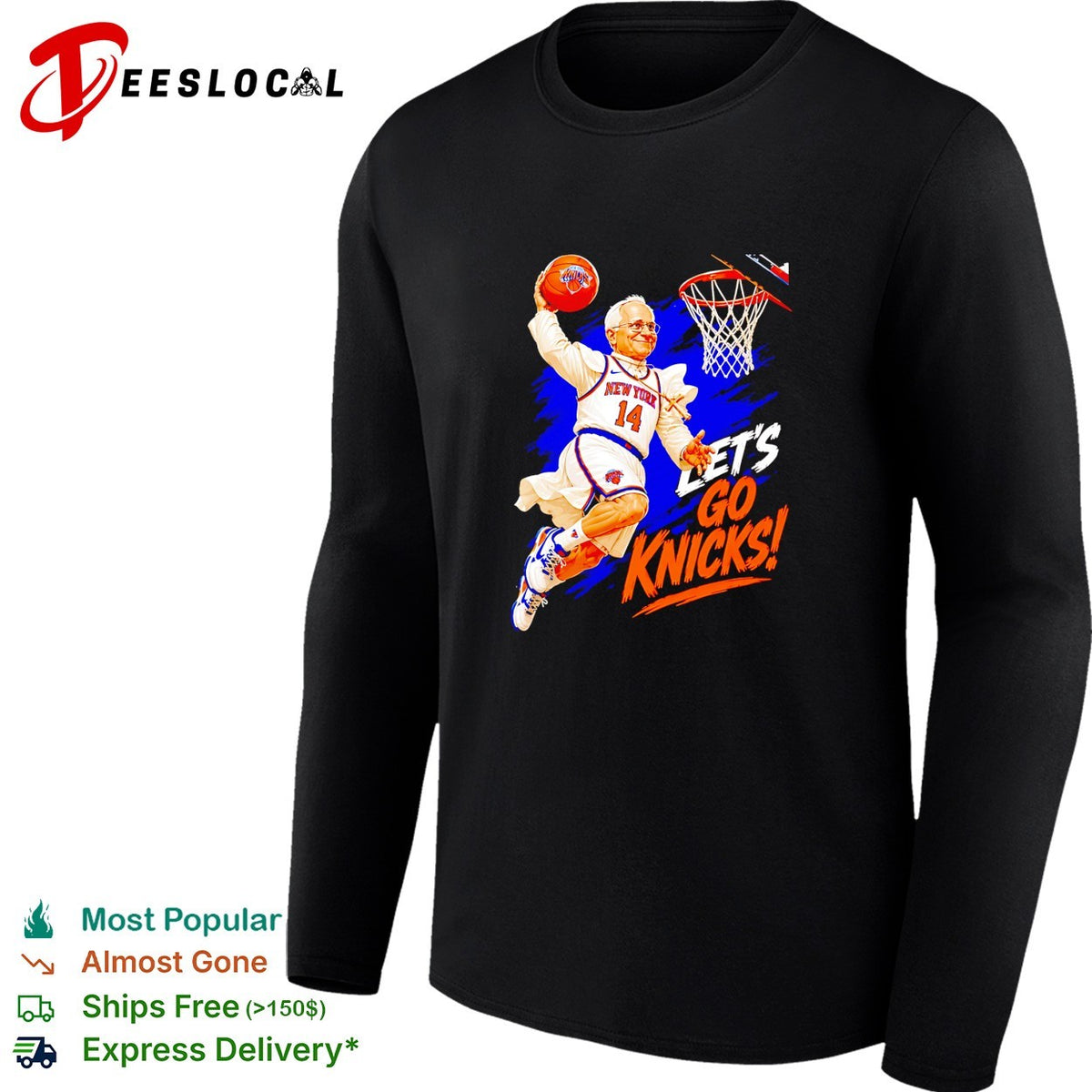 Mayor lets go Knicks number 14 dunk cartoon basketball shirt