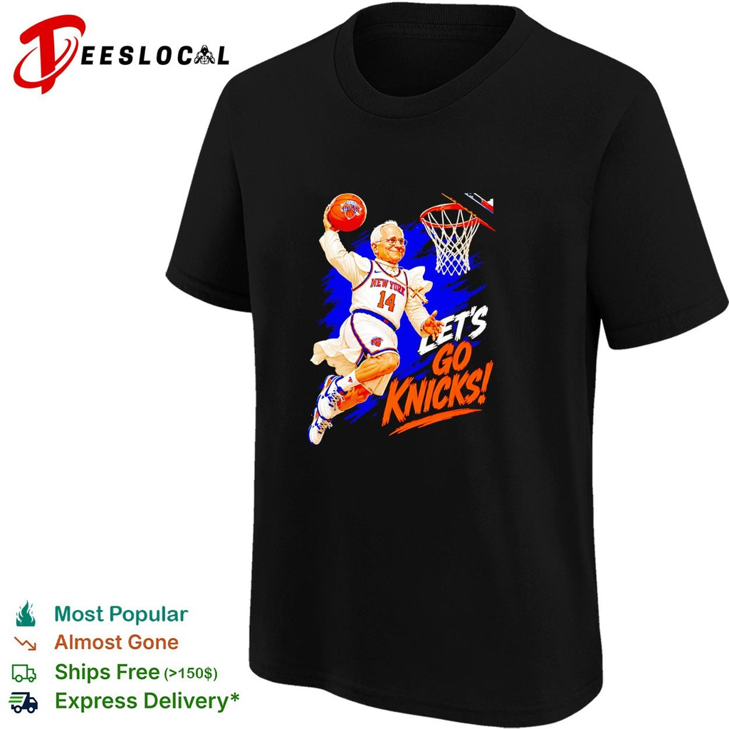 Mayor lets go Knicks number 14 dunk cartoon basketball shirt