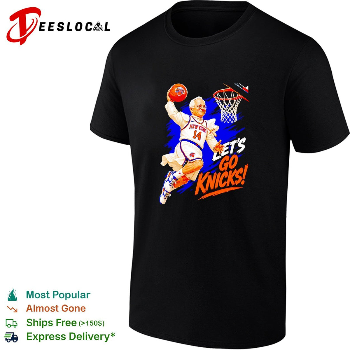 Mayor lets go Knicks number 14 dunk cartoon basketball shirt