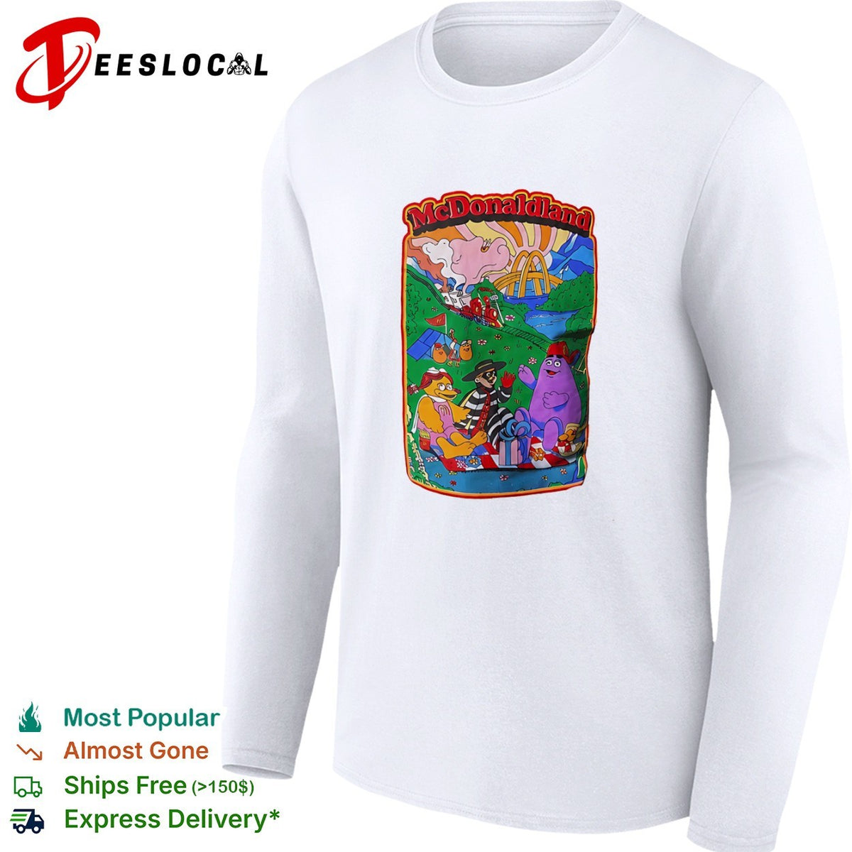 McDonaldland picnic characters Hamburglar Grimace Birdie McDonaldland train shirt