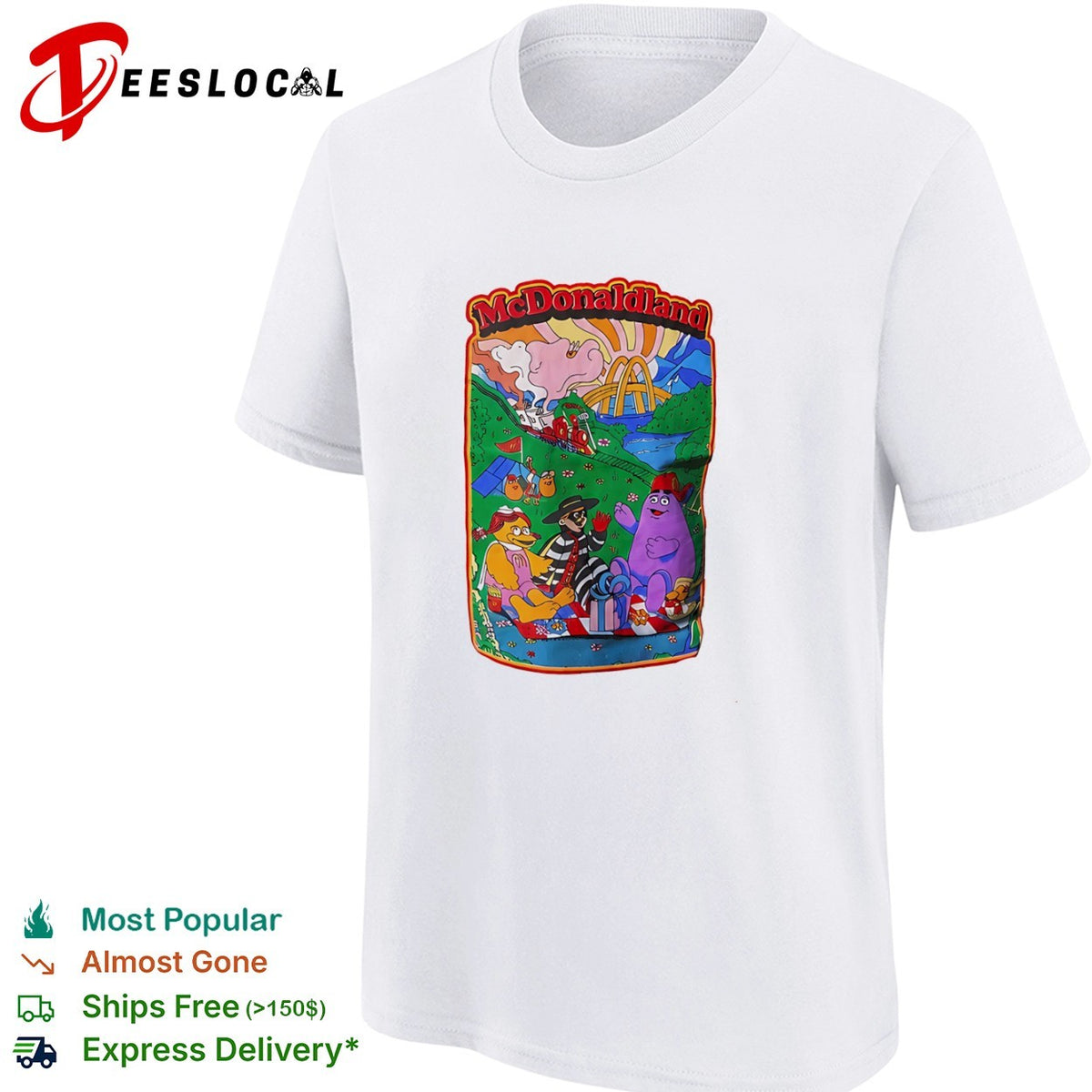 McDonaldland picnic characters Hamburglar Grimace Birdie McDonaldland train shirt