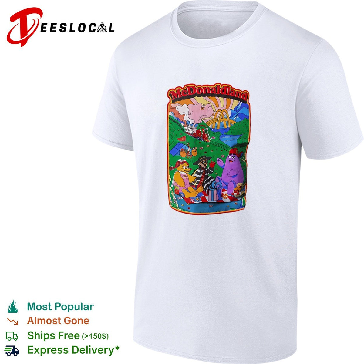 McDonaldland picnic characters Hamburglar Grimace Birdie McDonaldland train shirt