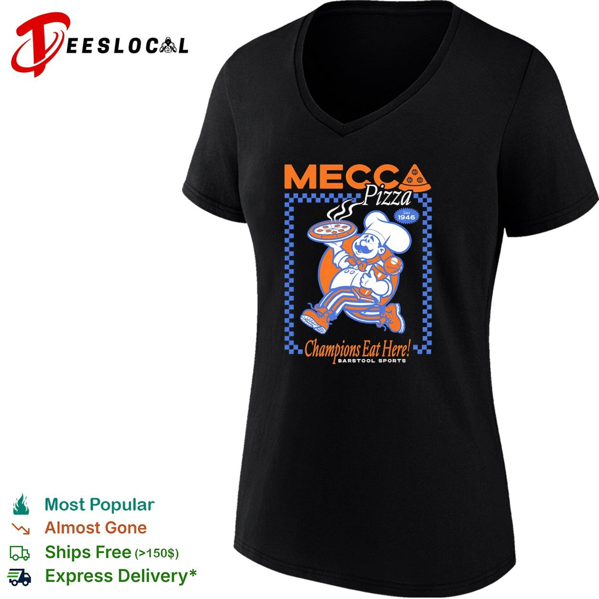 Mecca Pizza Since 1946 Champions eat here basketball pizza shirt