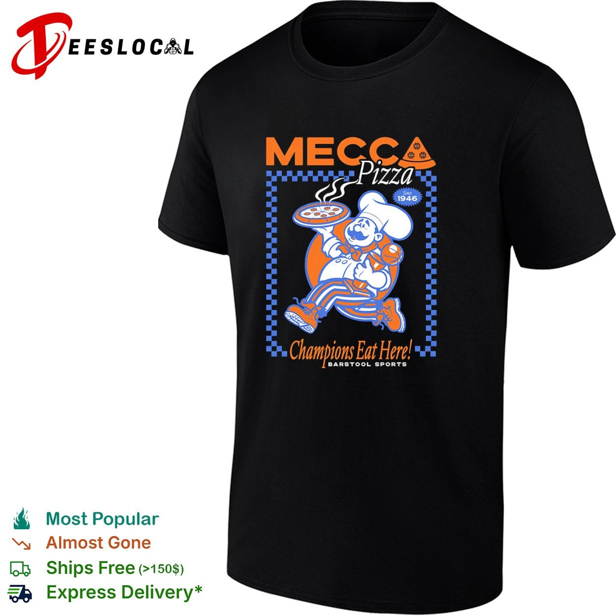 Mecca Pizza Since 1946 Champions eat here basketball pizza shirt