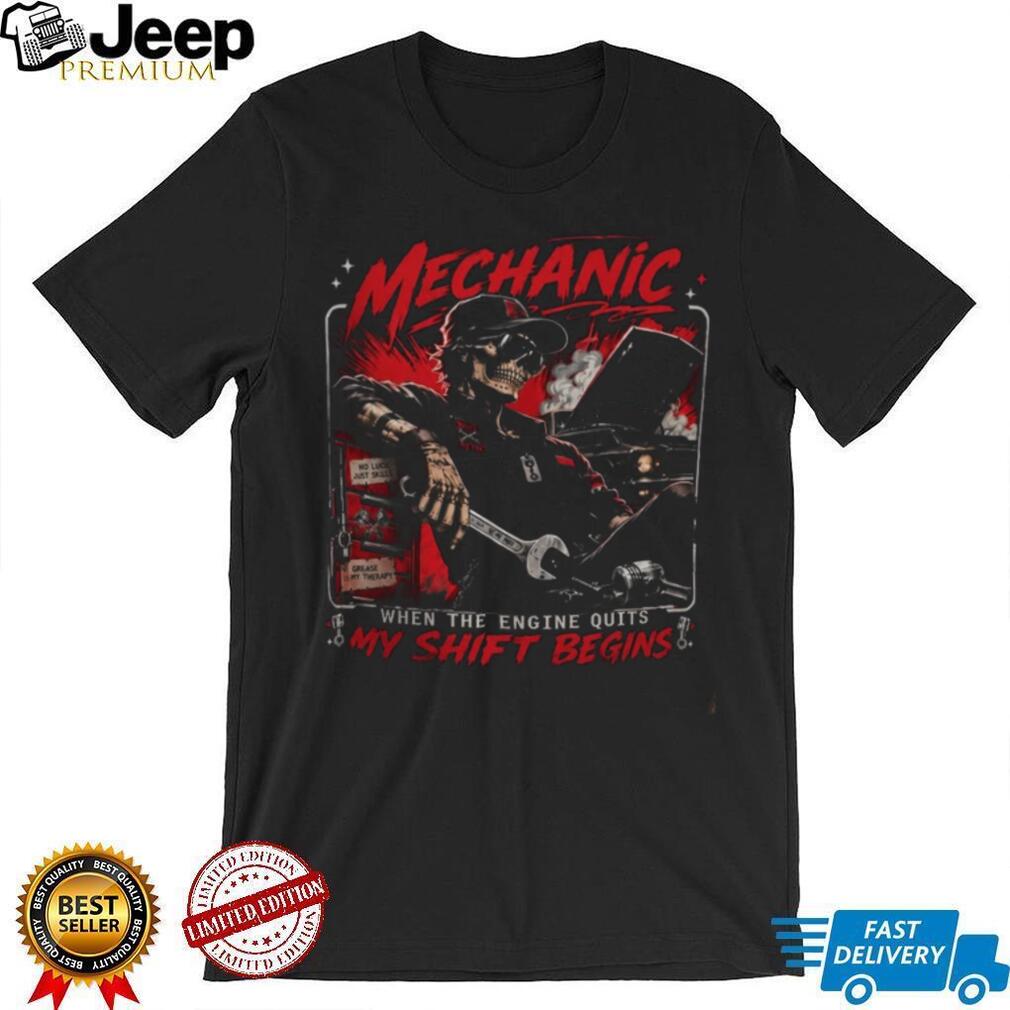 Mechanic Skeleton Grease Is My Therapy Car Repair shirt
