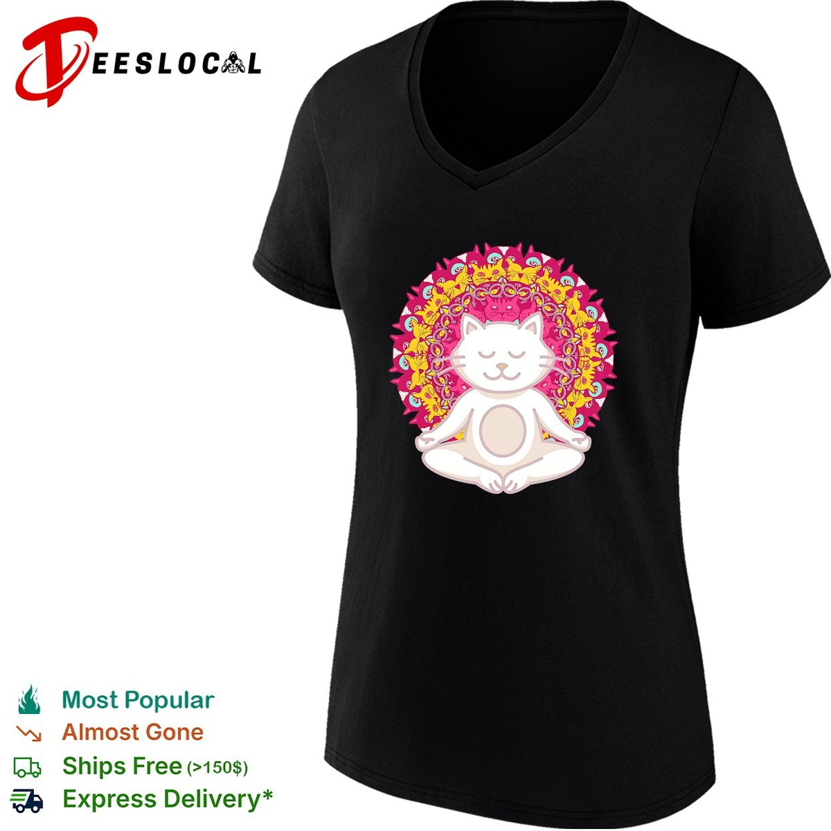 Meditation Zen Cat Mandala Yoga Peace Namaste Mindfulness Spiritual Pet Lover shirt