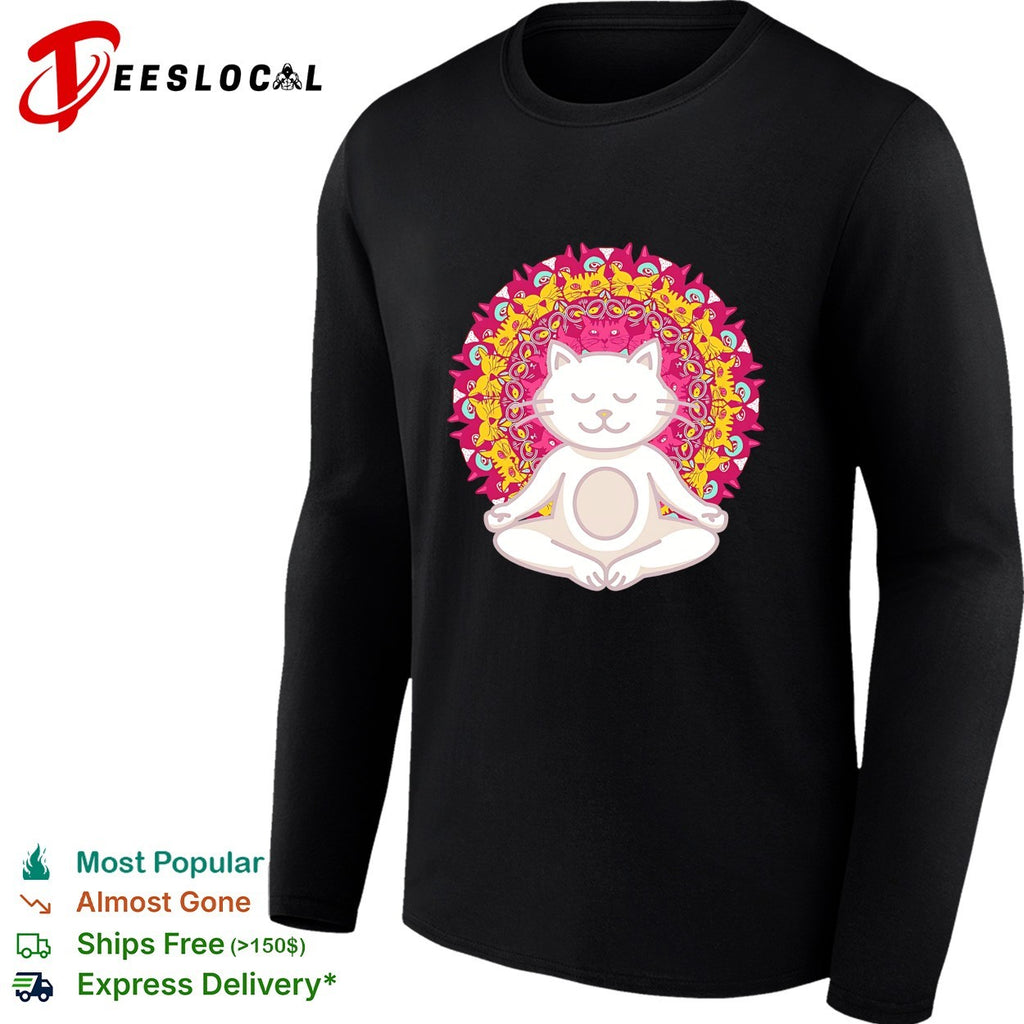 Meditation Zen Cat Mandala Yoga Peace Namaste Mindfulness Spiritual Pet Lover shirt