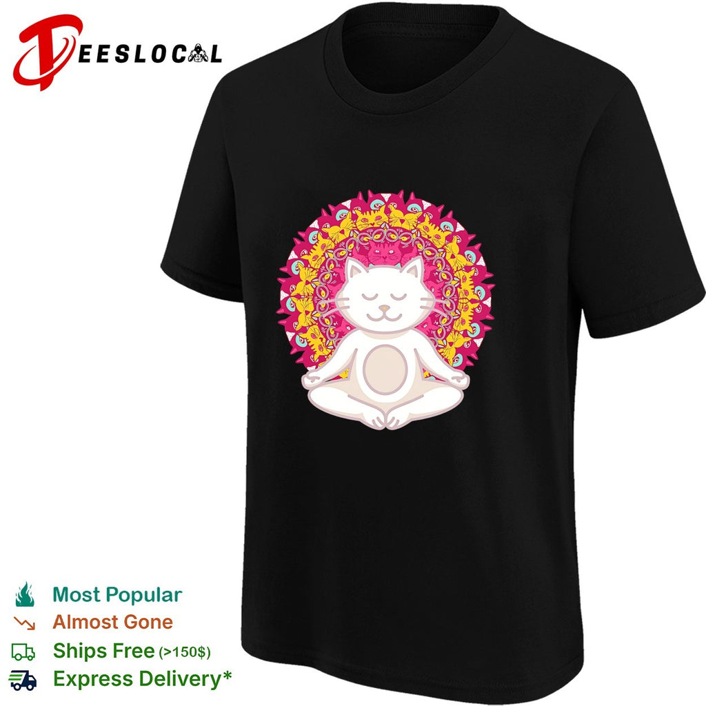 Meditation Zen Cat Mandala Yoga Peace Namaste Mindfulness Spiritual Pet Lover shirt