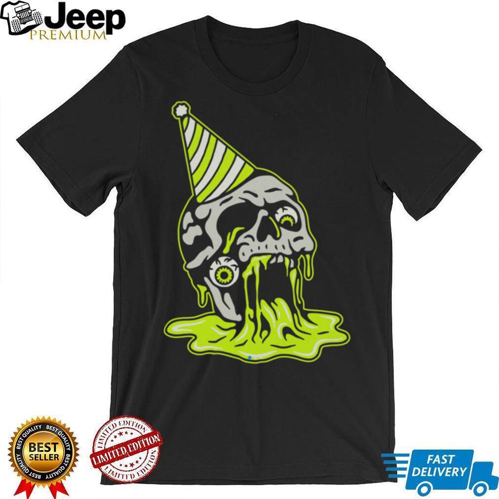 Melting Skull Party Hat Neon Slime Alternative Art T Shirt