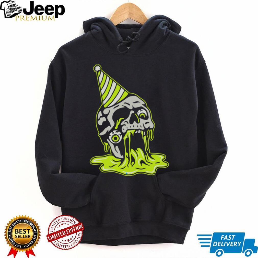 Melting Skull Party Hat Neon Slime Alternative Art T Shirt