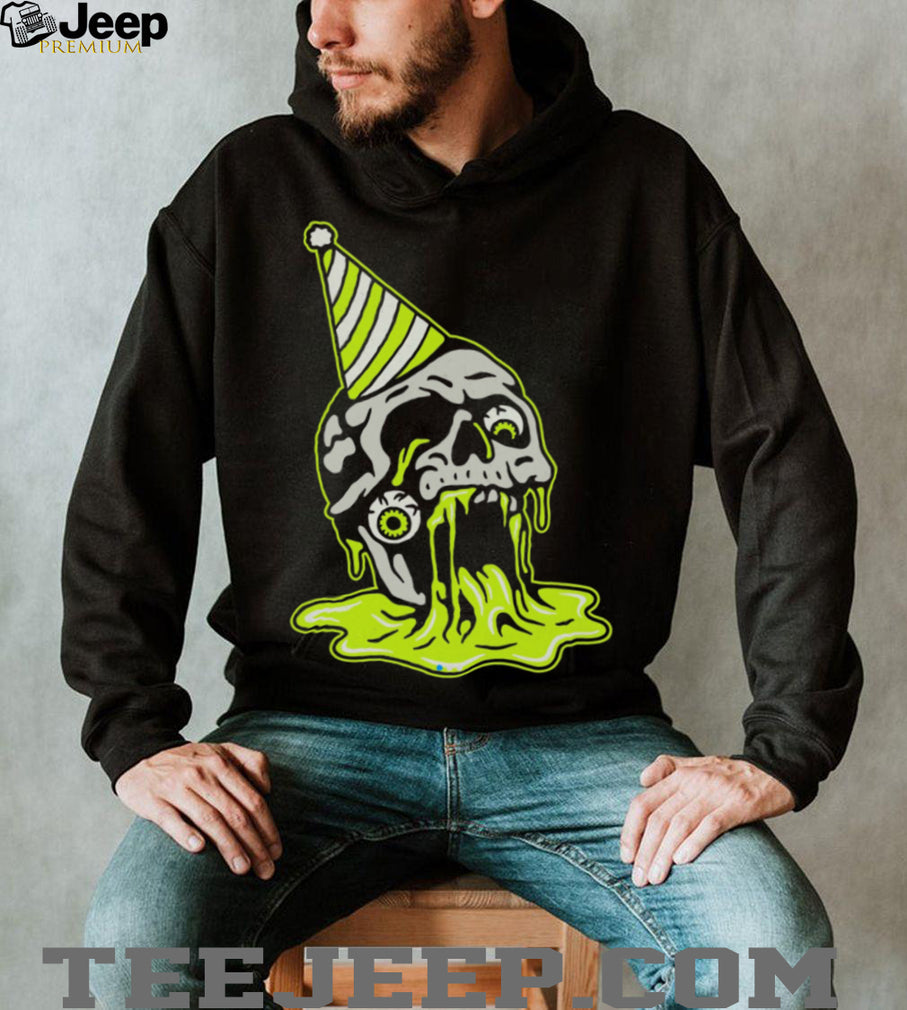 Melting Skull Party Hat Neon Slime Alternative Art T Shirt