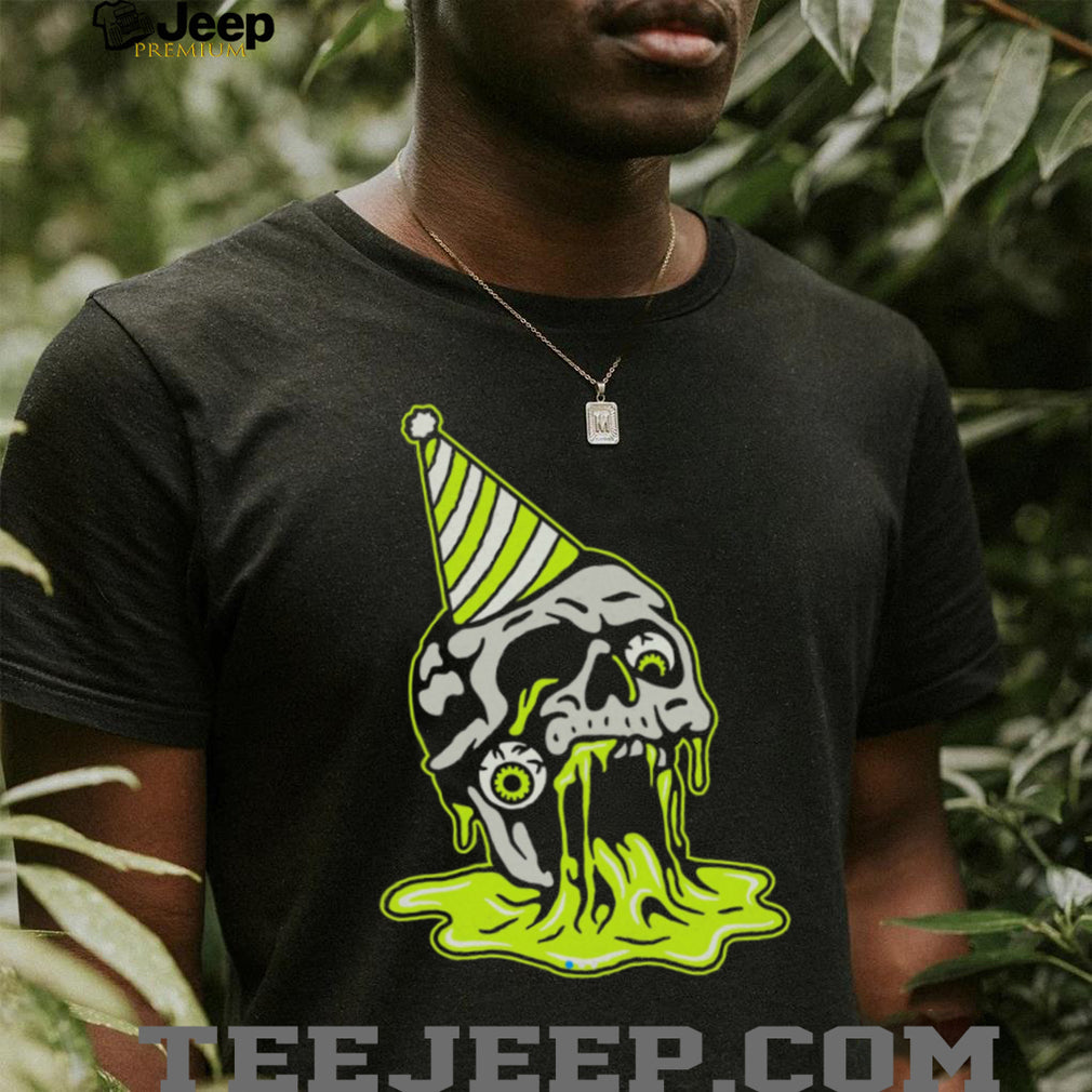 Melting Skull Party Hat Neon Slime Alternative Art T Shirt