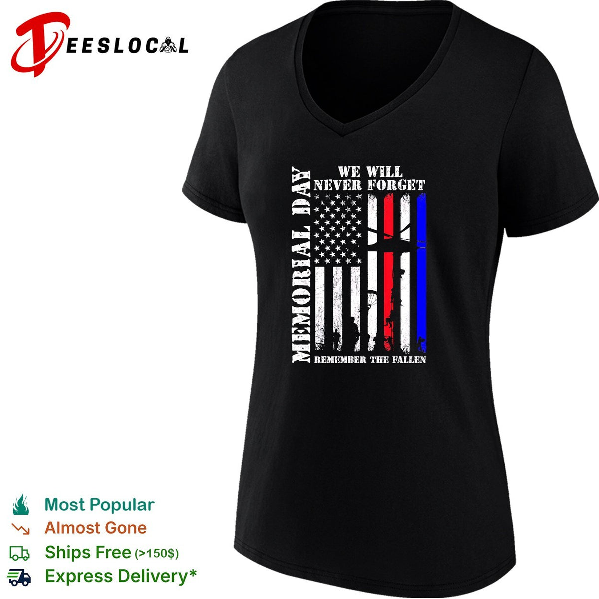 Memorial Day We Will Never Forget Remember the Fallen American Flag Soldier shirt