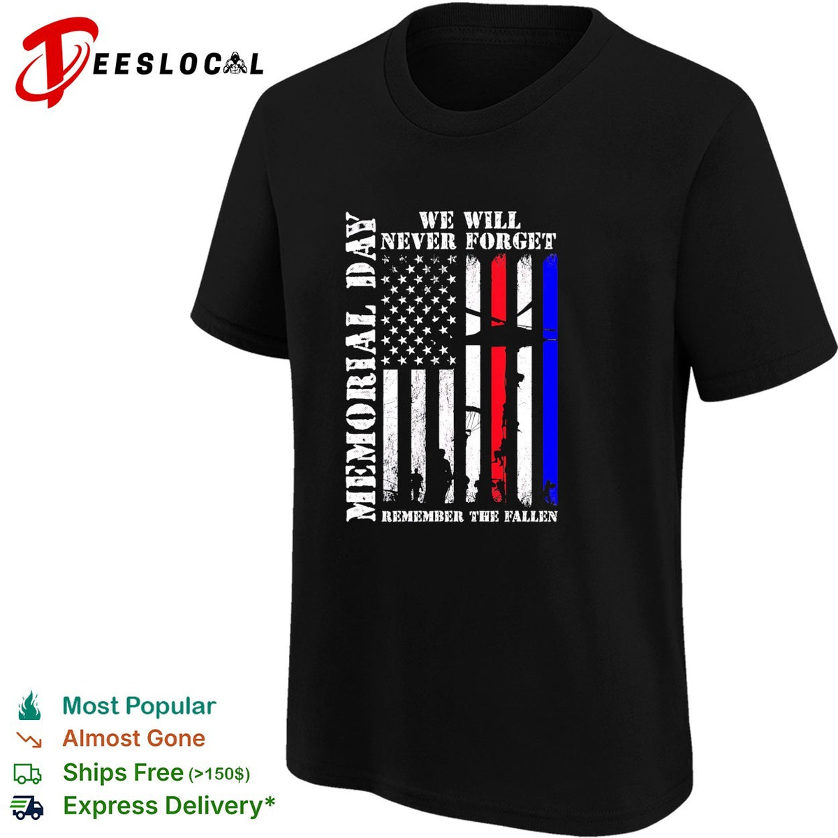 Memorial Day We Will Never Forget Remember the Fallen American Flag Soldier shirt