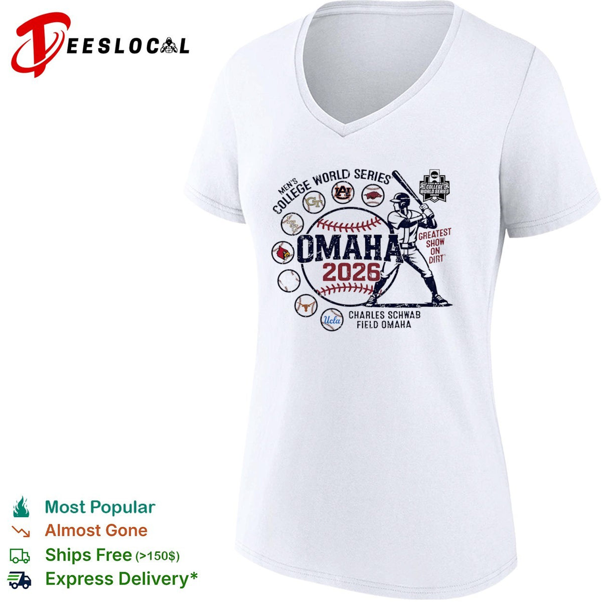 Men’s College World Series Omaha 2026 Greatest Show on Dirt Charles Schwab Field shirt