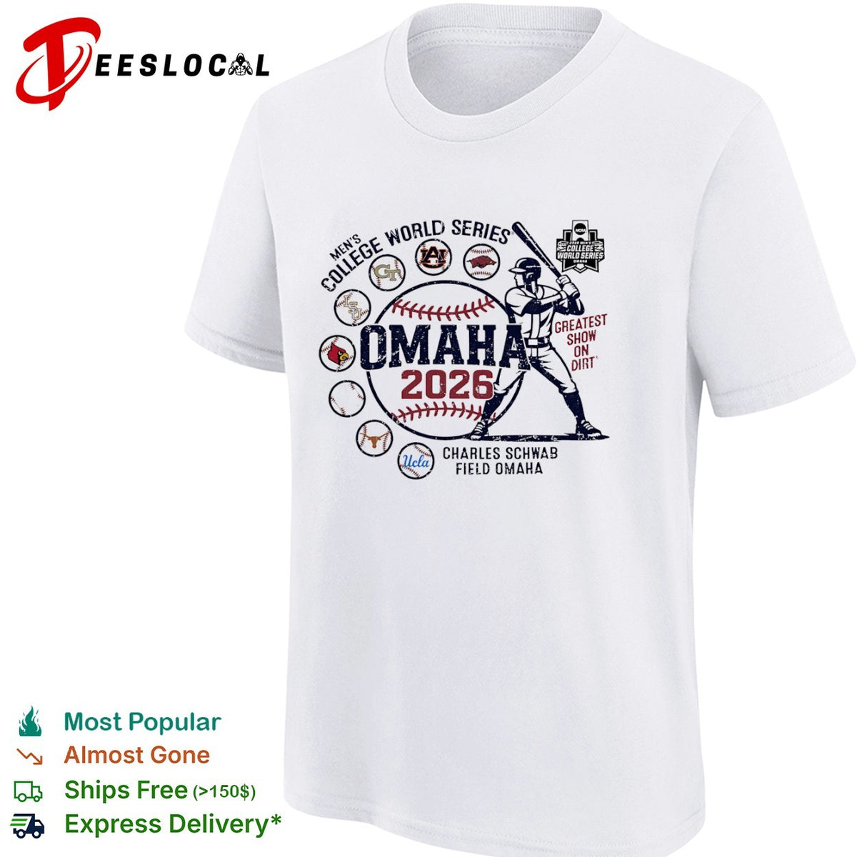 Men’s College World Series Omaha 2026 Greatest Show on Dirt Charles Schwab Field shirt