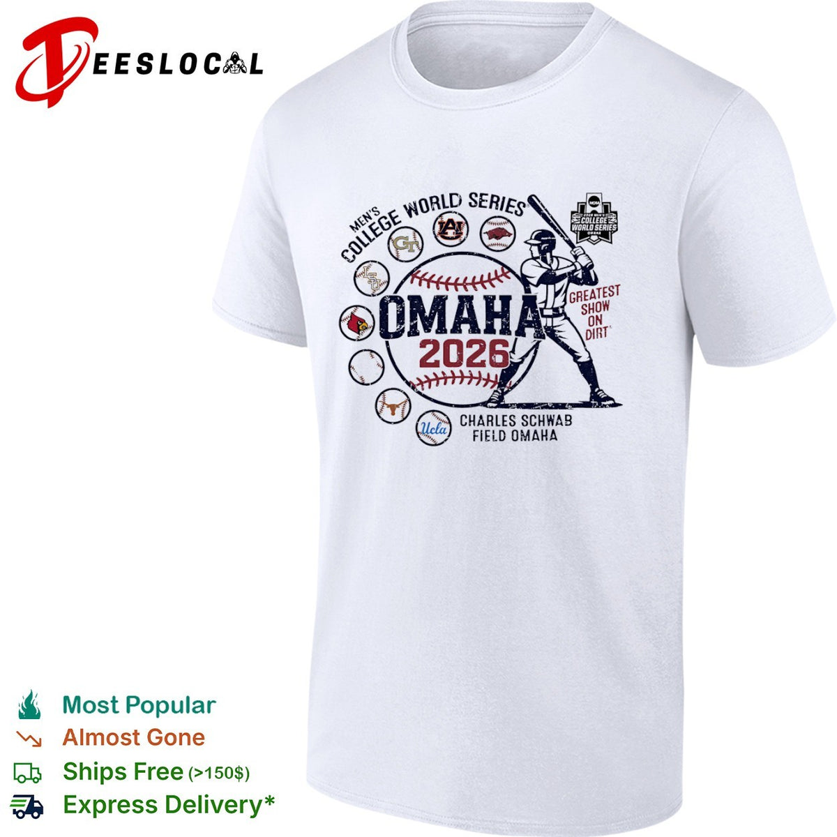 Men’s College World Series Omaha 2026 Greatest Show on Dirt Charles Schwab Field shirt