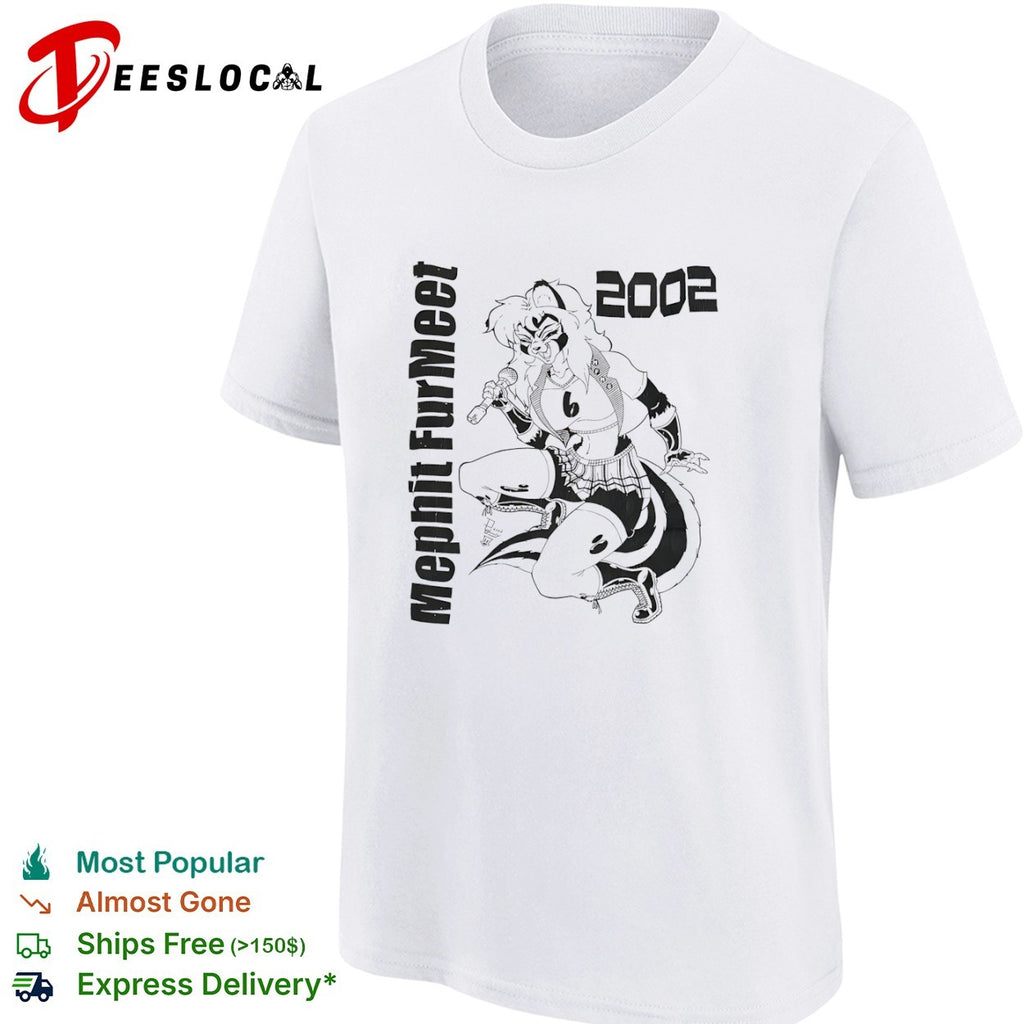 Mephit Fur Meet 2002 Skunk Character Singing Microphone Mascot Memphis Furry shirt