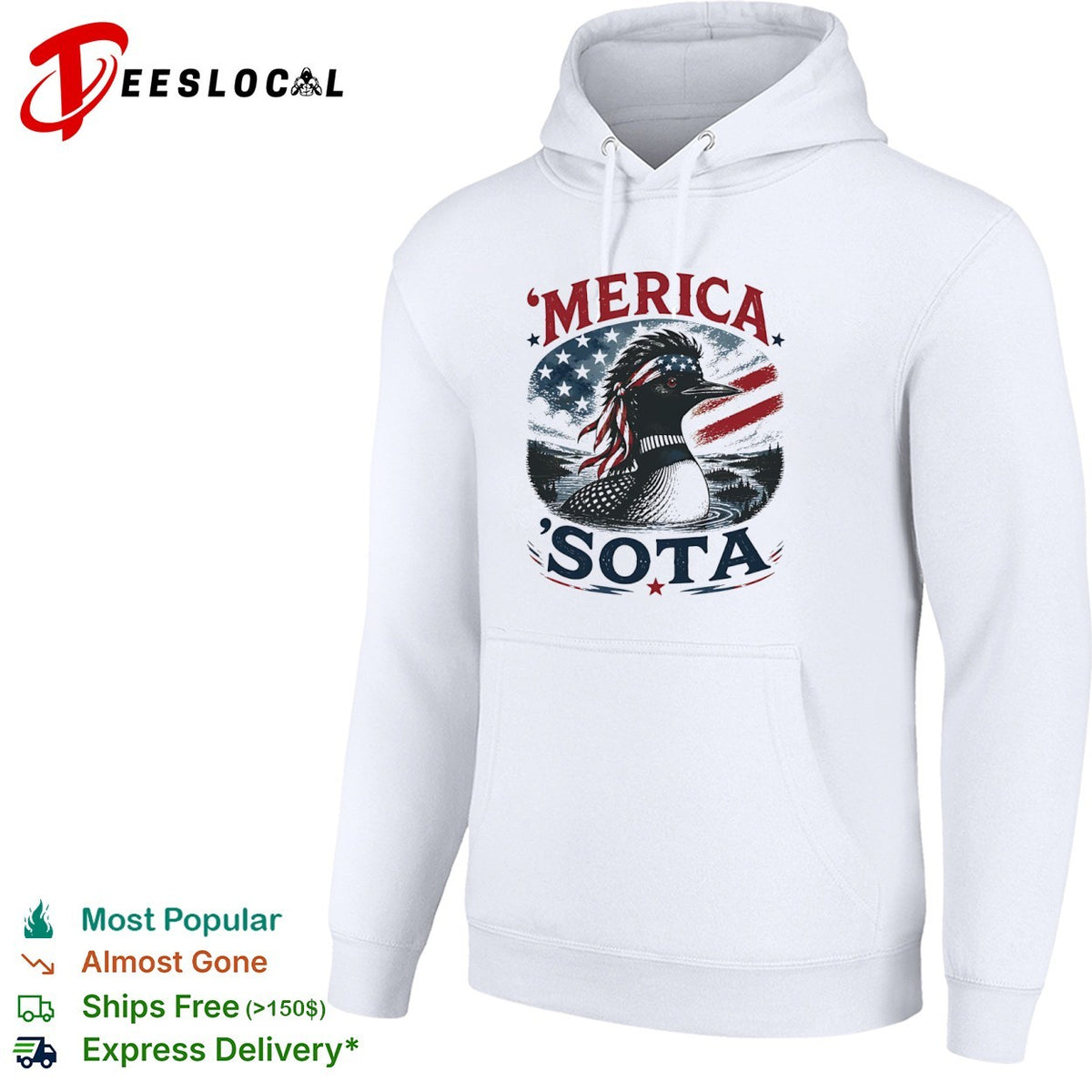 Merica Sota Minnesota Loon Patriotic Flag American Wildlife Bird shirt