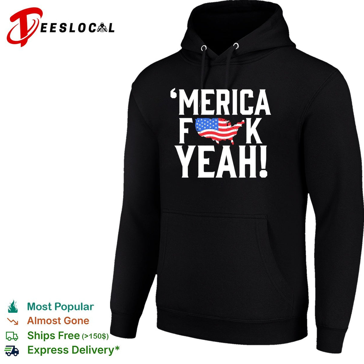Merica censored bold USA map flag text shirt