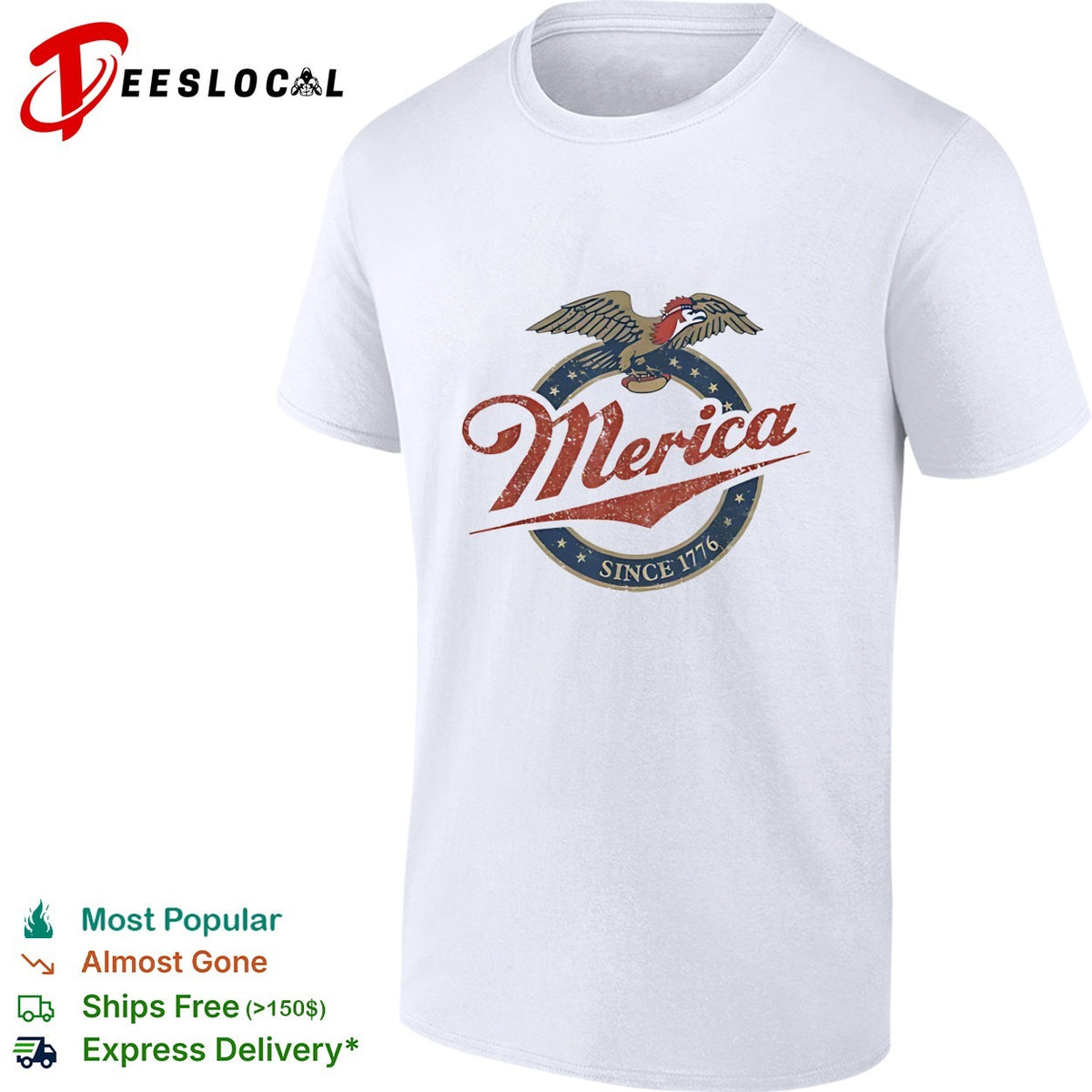 Merica since 1776 eagle beer label patriotic vintage shirt