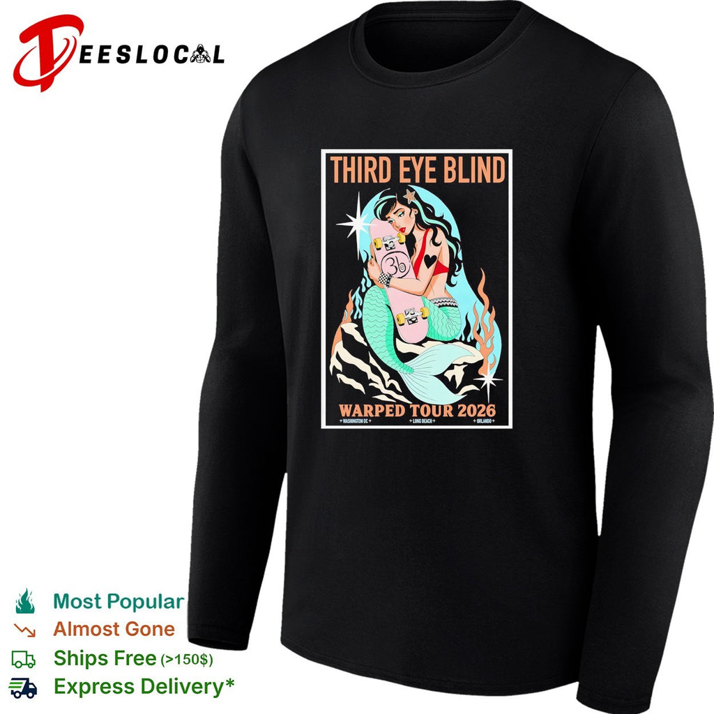 Mermaid tattoo woman Om symbol Warped Tour 2026 rock concert framed poster art shirt