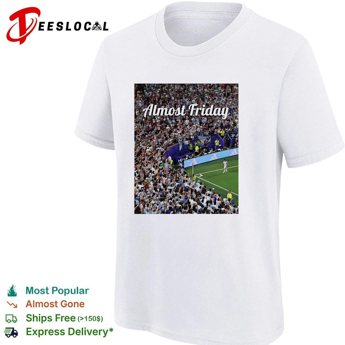 Messi Almost Friday World Cup 2026 soccer stadium crowd photo collage shirt