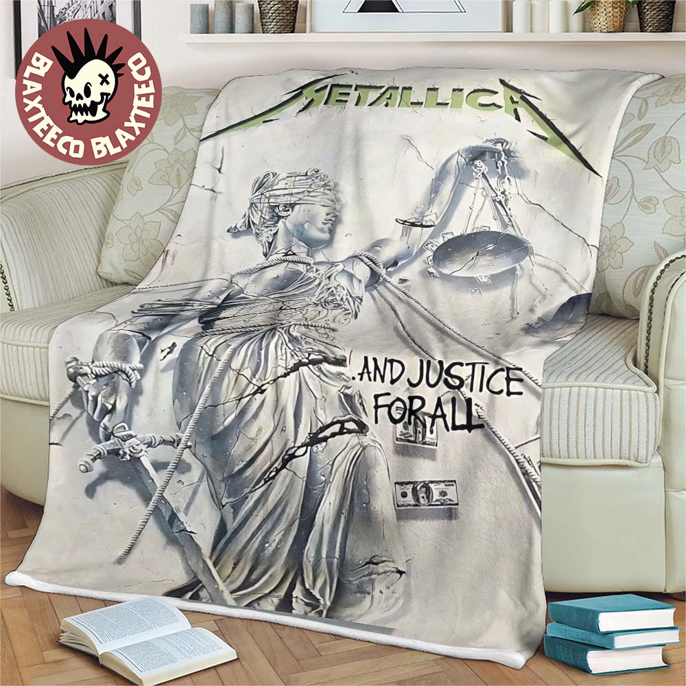 Metallica And Justice For All Album Cover Art Throw Fleece Blanket