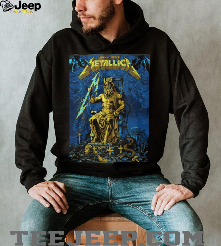 Metallica Athens Greece Tour Zeus Lighting Bolt Graphic Heavy Metal T Shirt