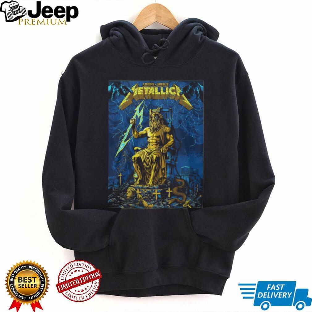 Metallica Athens Greece Tour Zeus Lighting Bolt Graphic Heavy Metal T Shirt