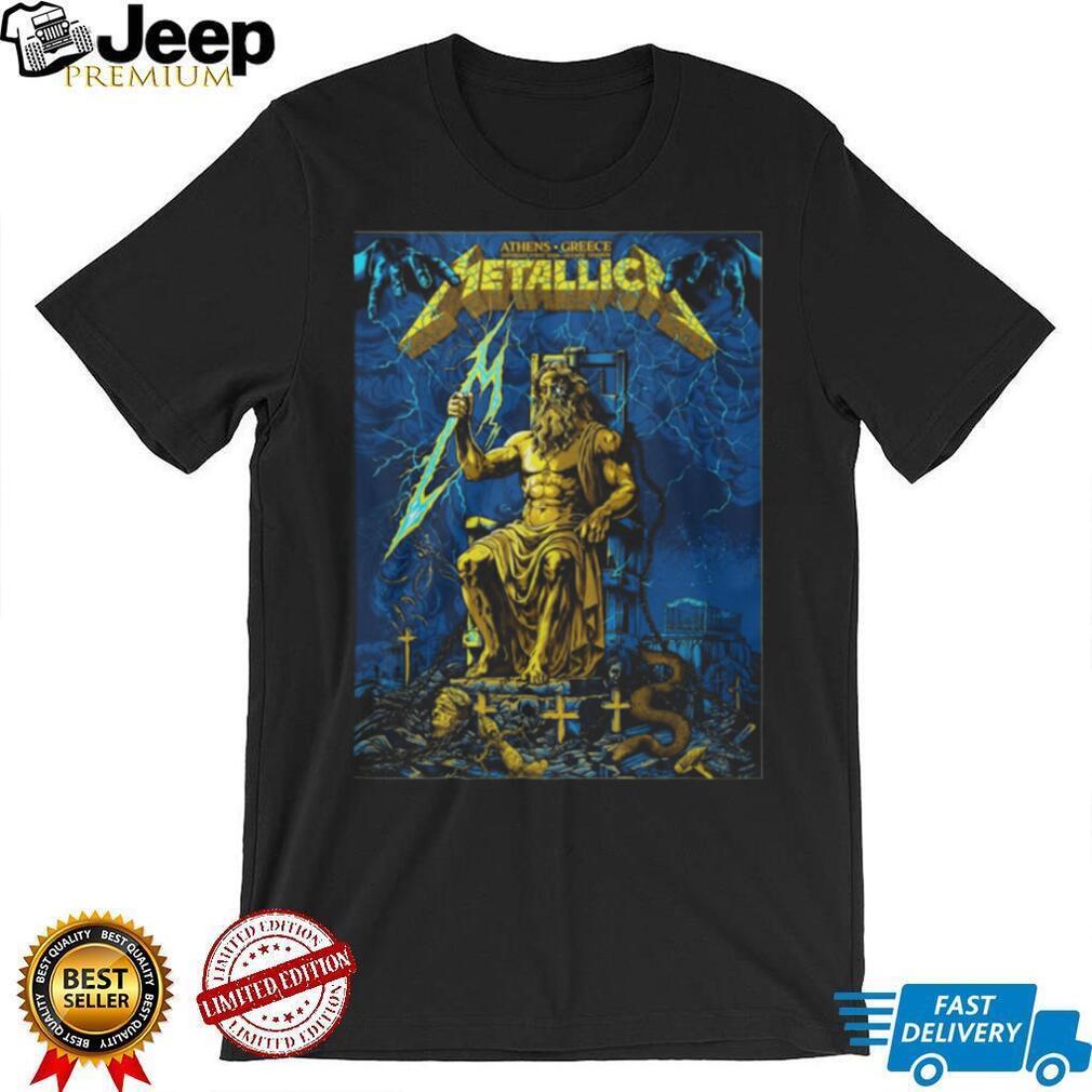 Metallica Athens Greece Tour Zeus Lighting Bolt Graphic Heavy Metal T Shirt
