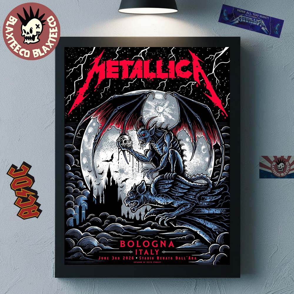 Metallica M72 Bologna Italy 2026 Pop Up Shop Poster At Stadio Renato On June 3 2026 The Gargoyle Winged Demon Decor Poster Canvas