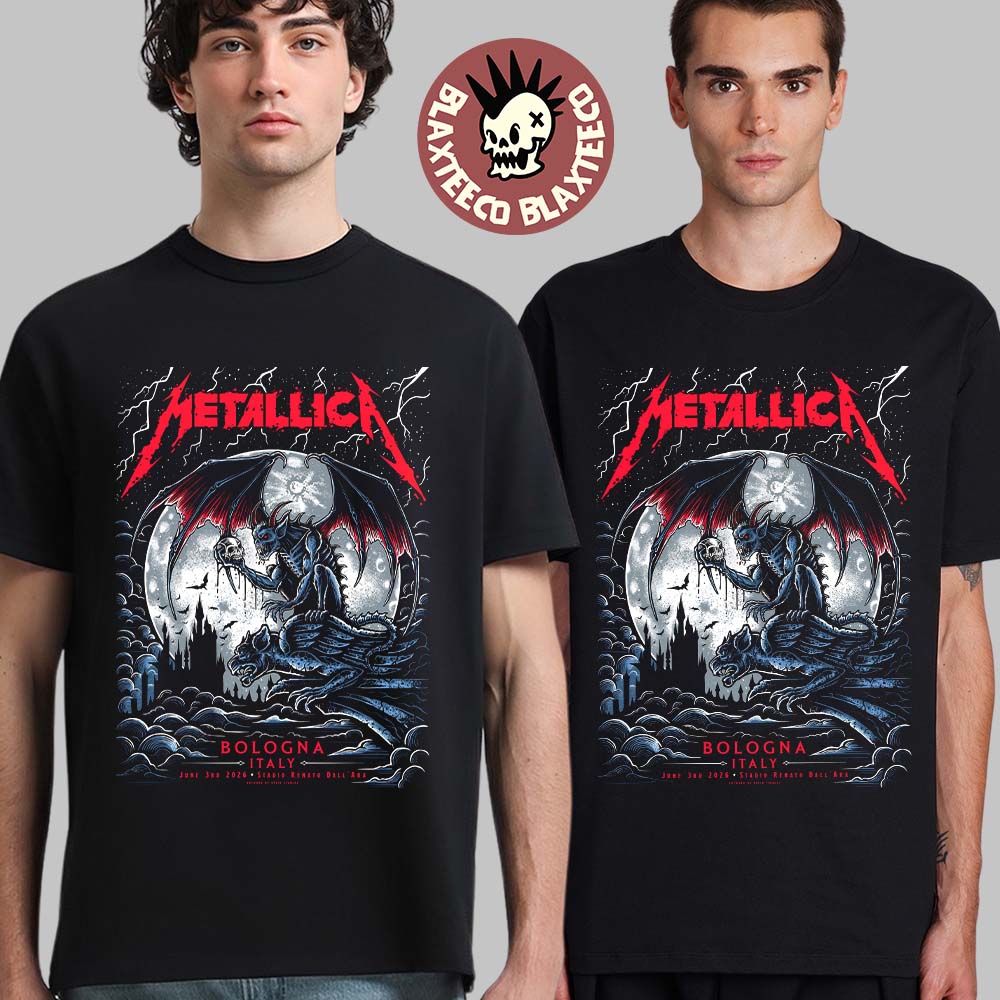 Metallica M72 Bologna Italy 2026 Pop Up Shop Poster At Stadio Renato On June 3 2026 The Gargoyle Winged Demon T-Shirt
