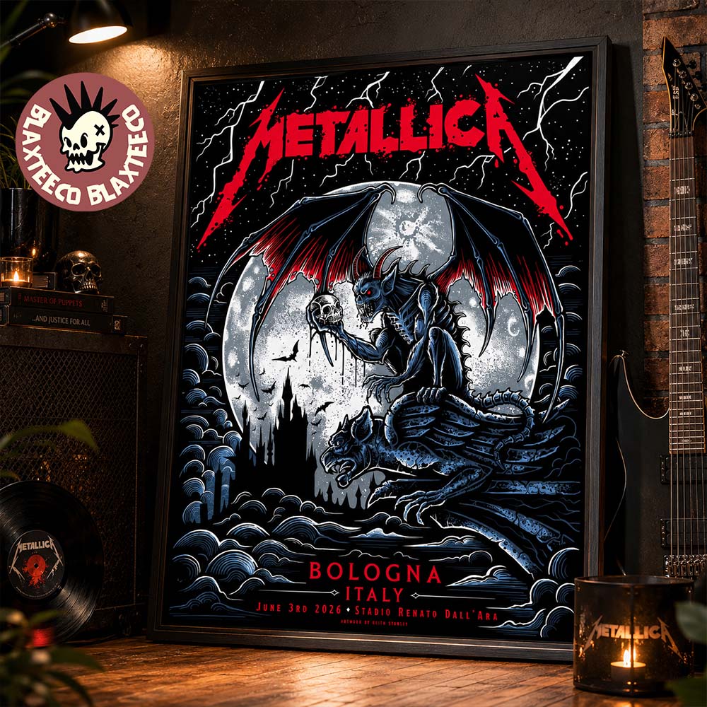 Metallica M72 Bologna Italy 2026 Pop Up Shop Poster At Stadio Renato On June 3 2026 The Gargoyle Winged Demon Decor Poster Canvas