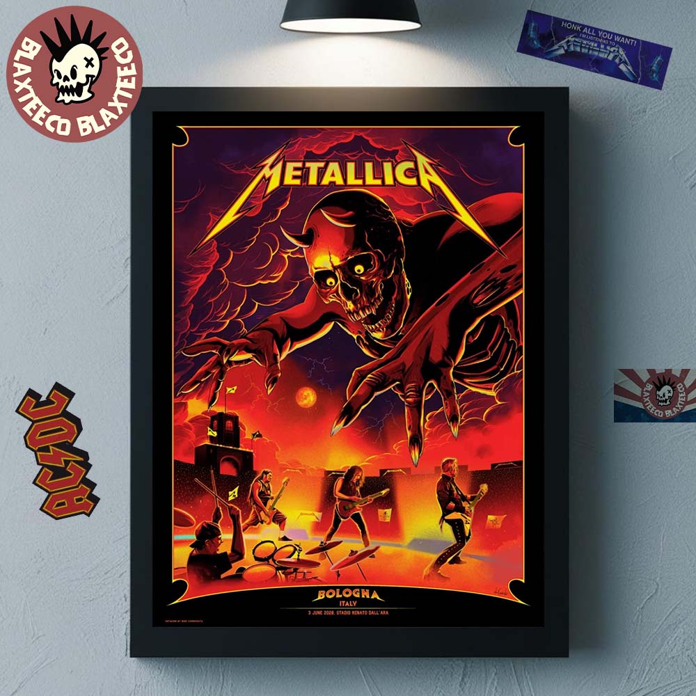 Metallica M72 Bologna Italy 2026 Venue Poster At Stadio Renato Dall Ara On 3 June 2026 The Demon Art Home Decor Poster Canvas
