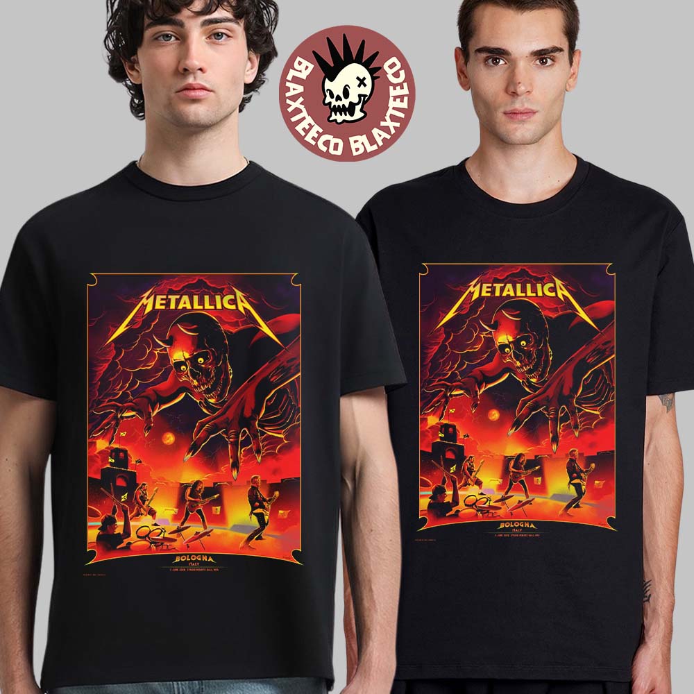 Metallica M72 Bologna Italy 2026 Venue Poster At Stadio Renato Dall Ara On 3 June 2026 The Demon Art T-Shirt