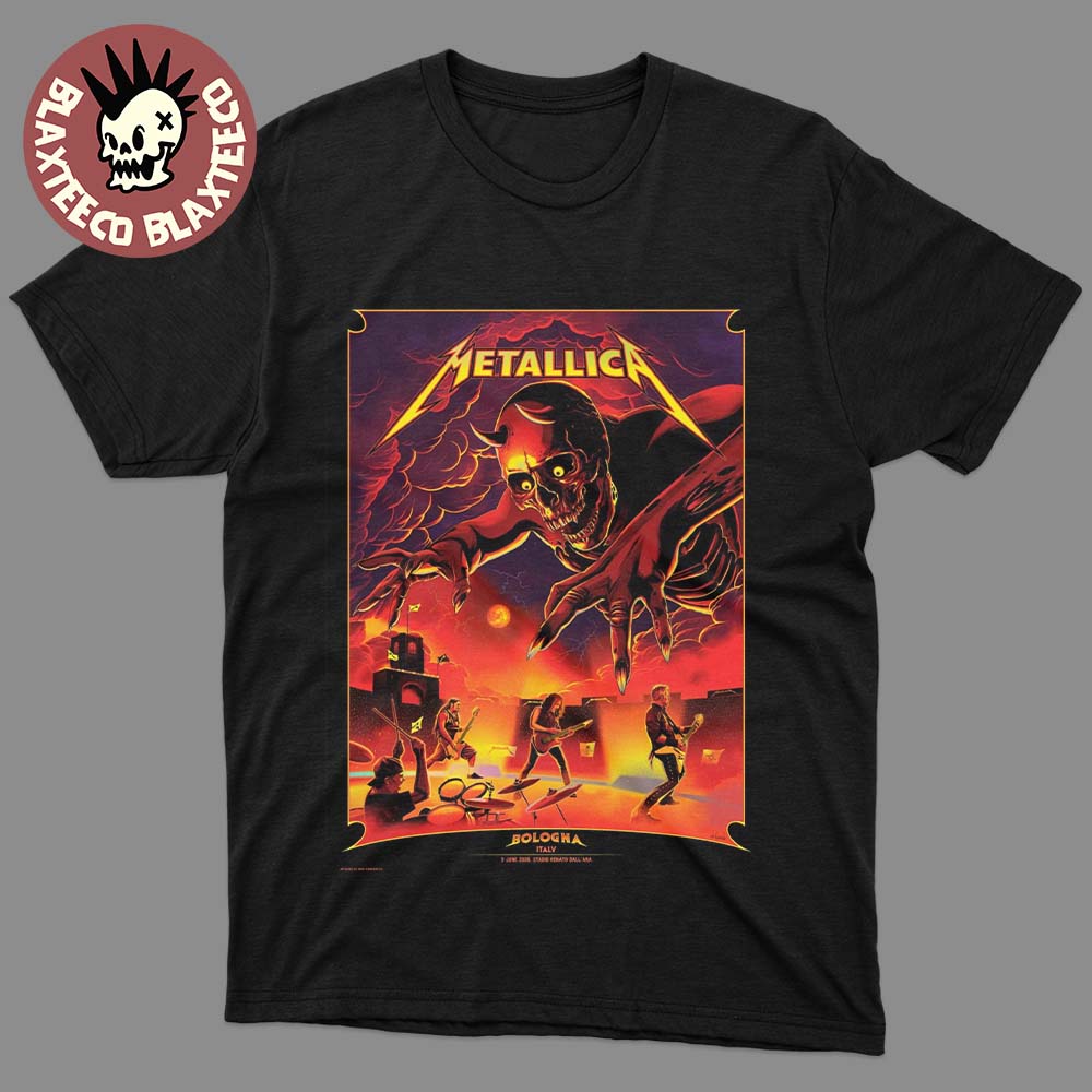 Metallica M72 Bologna Italy 2026 Venue Poster At Stadio Renato Dall Ara On 3 June 2026 The Demon Art T-Shirt