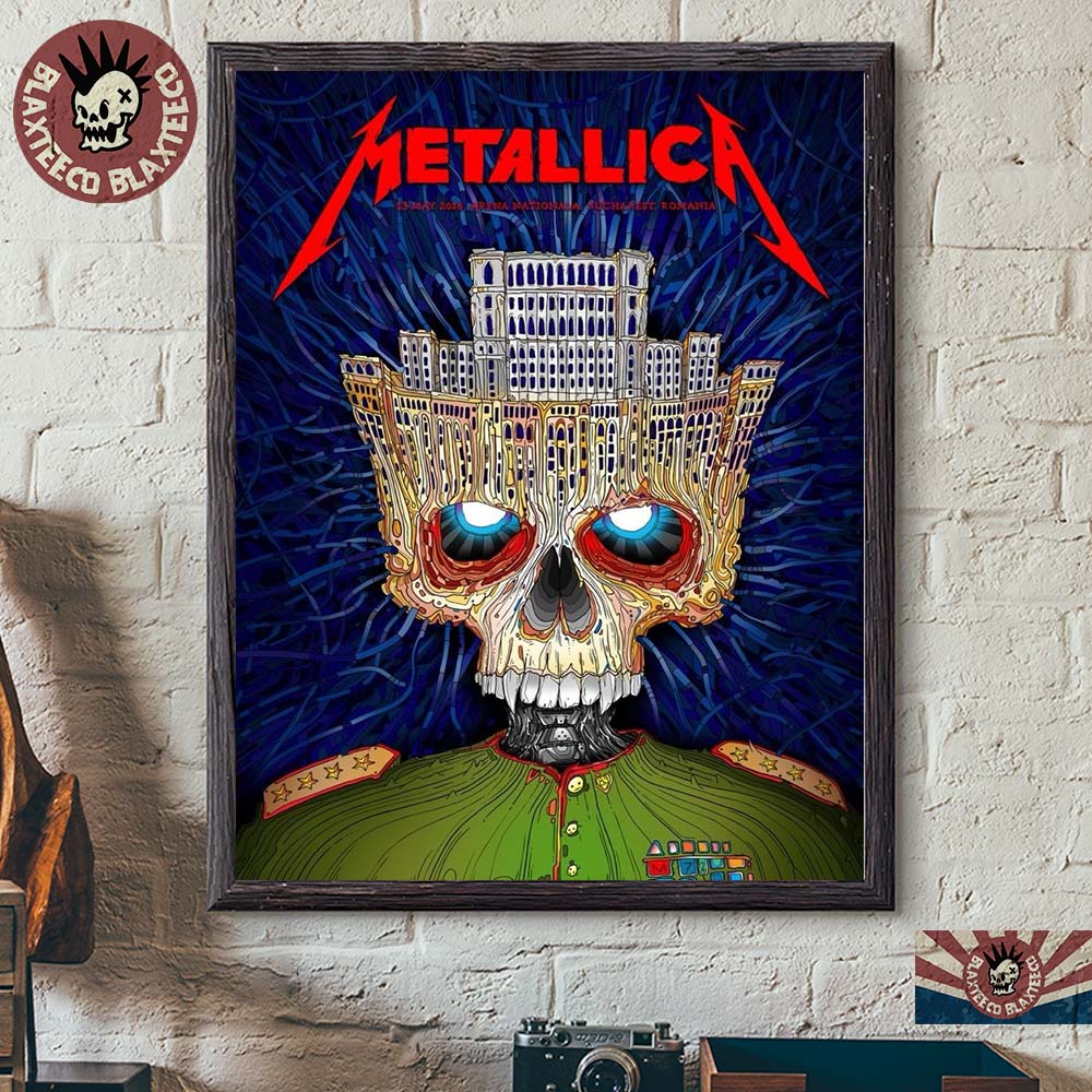 Metallica M72 Bucharest 2026 Venue Poster Stadium Tour Bucharest Romania At Arena Nationala On 13 May 2026 Palace Of Parliament Crown Skull Poster Canvas