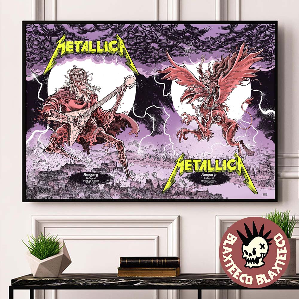 Metallica M72 Budapest Hungary 2026 Night 1 And 2 Combined Set Event Poster At Puskas Arena On June 11 And 13 2026 Landscape Poster Canvas