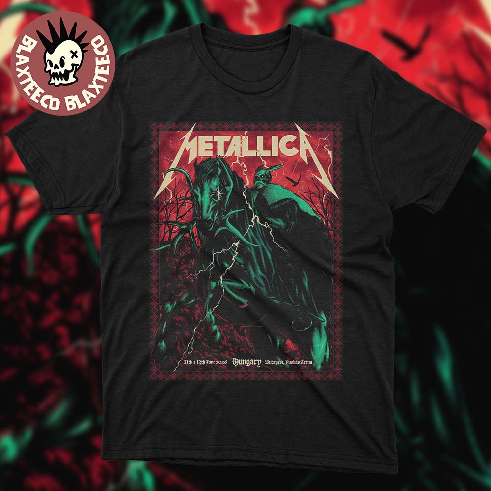 Metallica M72 Budapest Hungary 2026 Pop Up Shop Poster At Puskas Arena On 11 And 13 June 2026 The Death Knight Art T-Shirt