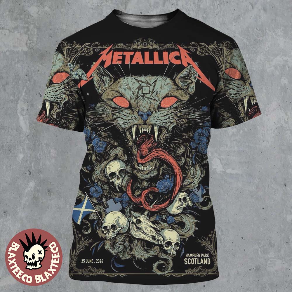 Metallica M72 Glasgow Scotland 2026 Venue Poster At Hampden Park On 25 June 2026 The Wild Cat Art All Over Print Shirt