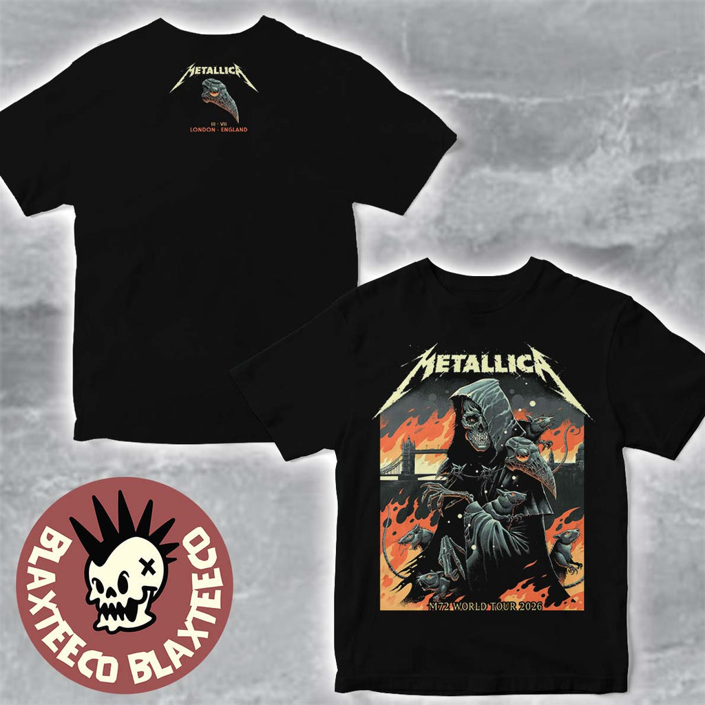 Metallica M72 London England 2026 Night 1 Exclusive Merch Plague Doctor Tee At London Stadium On 3 July 2026 Art By Luke Preece T-Shirt