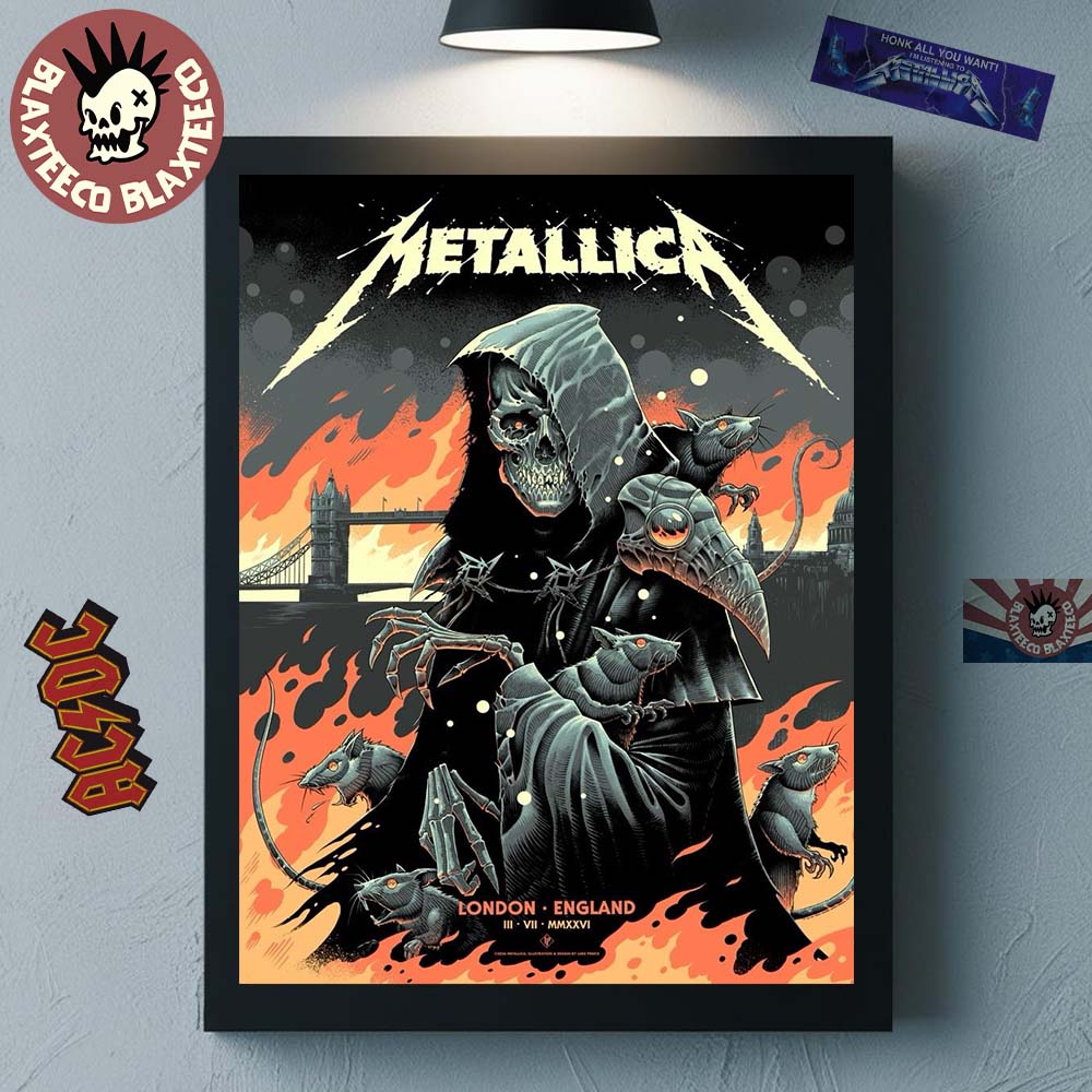 Metallica M72 London England 2026 Night 1 Venue Poster At London Stadium On 3 July 2026 Art By Luke Preece Home Decor Poster Canvas