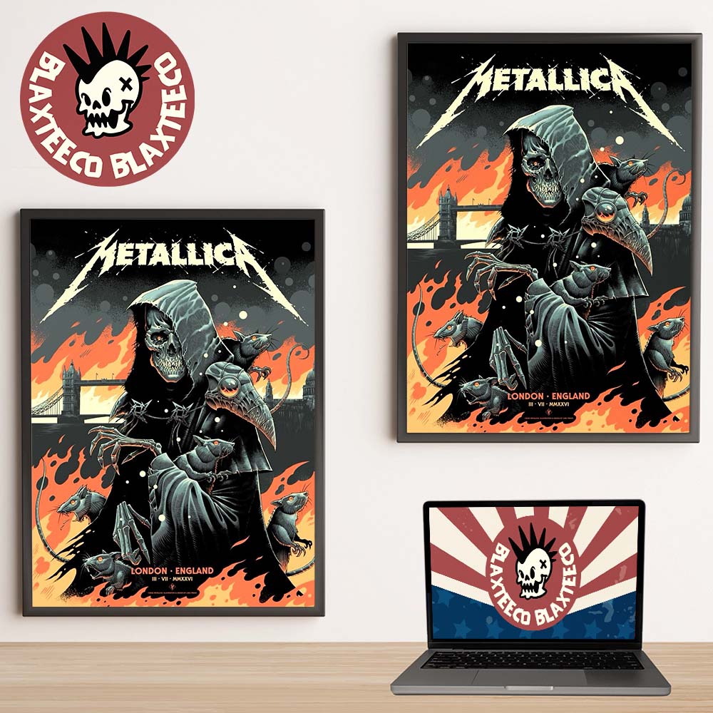 Metallica M72 London England 2026 Night 1 Venue Poster At London Stadium On 3 July 2026 Art By Luke Preece Home Decor Poster Canvas